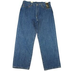 NEW Levis 568 Premium Mens Loose Straight Jeans 38x30 Blue Light Cotton Linen